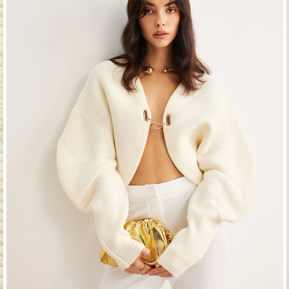 Commense Cream Cardigan with Gold Accent